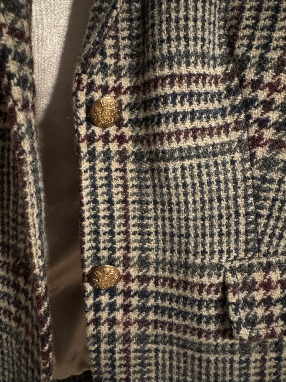 J. Crew Glen Plaid Wool Blend Blazer Jacket in Forest Green & Burgundy - Picture 6 of 9